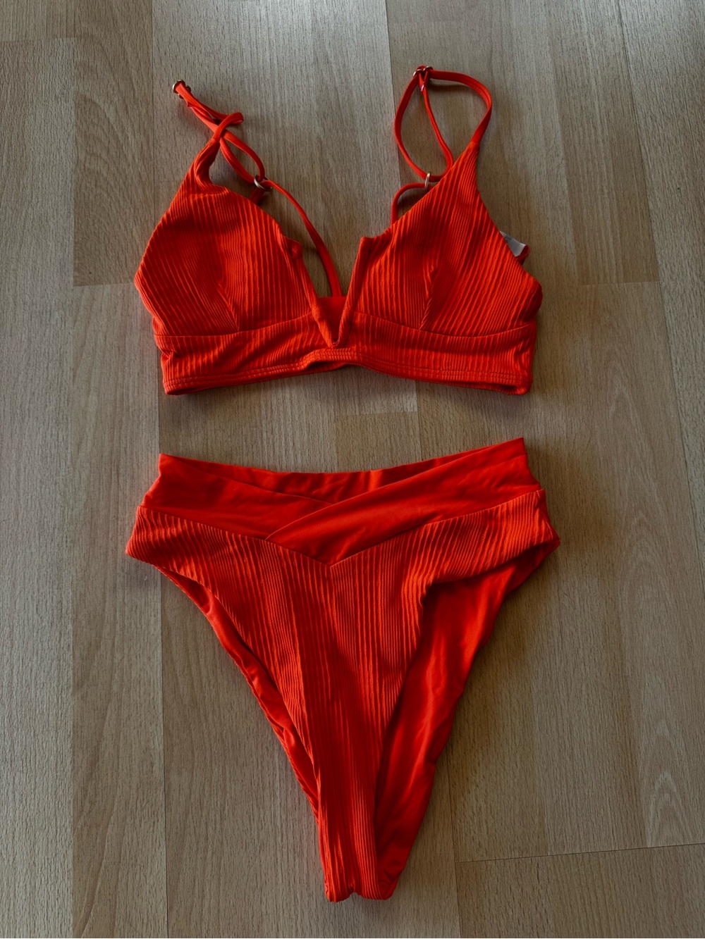 L*Space High-Waist Ribbed Bikini Set - Vibrant Orange